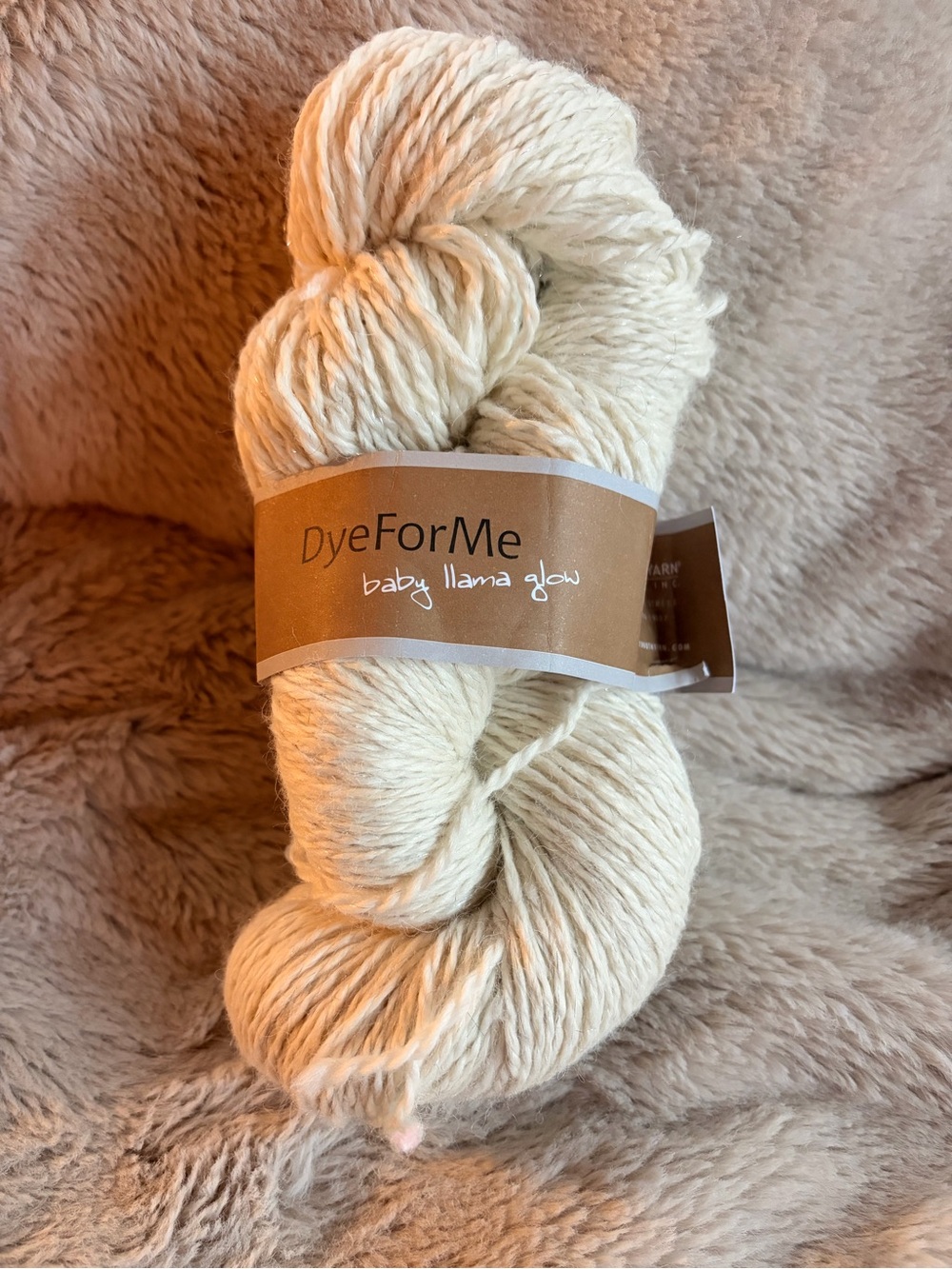Baby Llama Glow Natural Cream Yarn with sparkles
